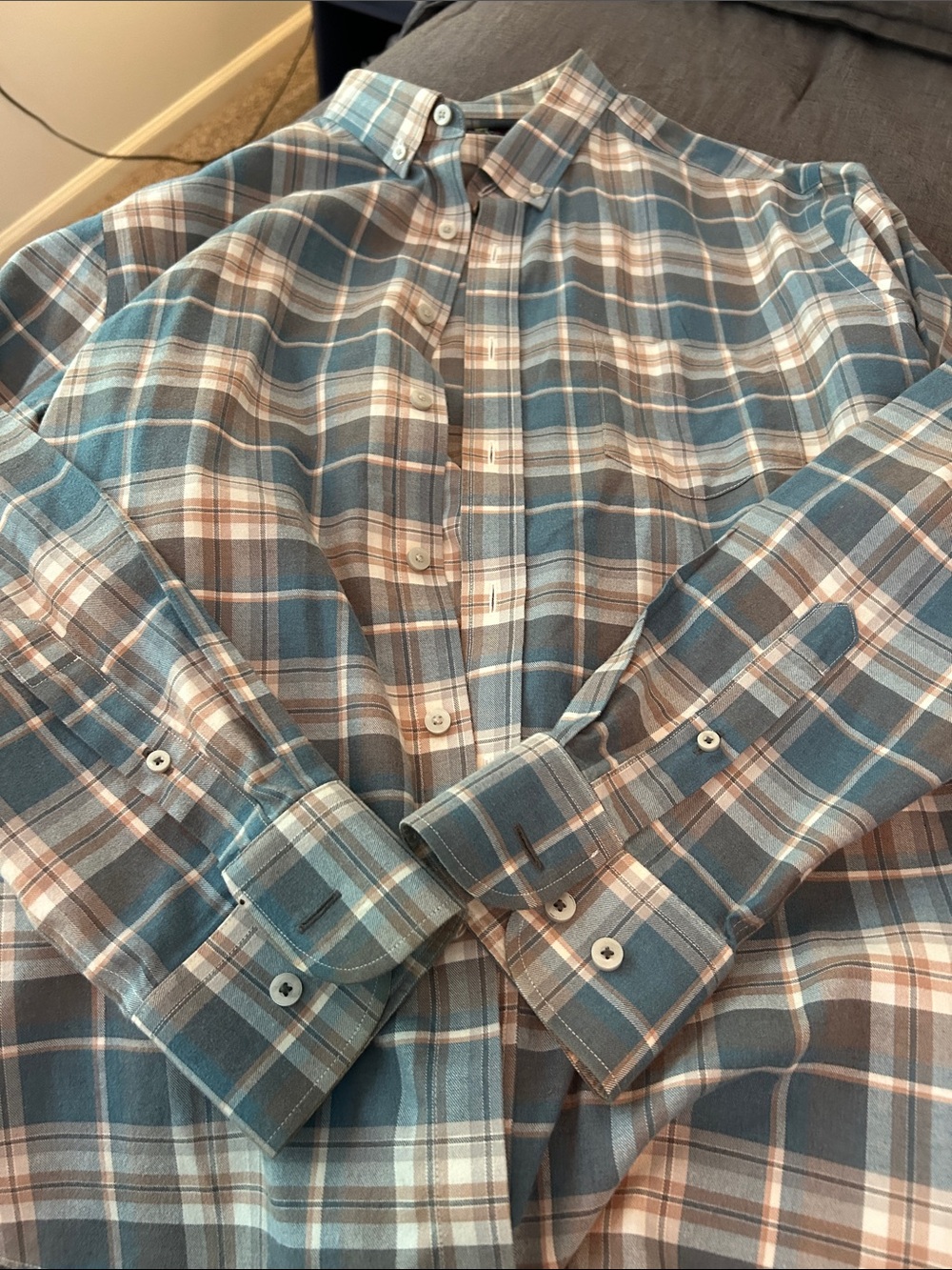 UNTUCKit Blue/Cream/White Plaid Button-Down Shirt
